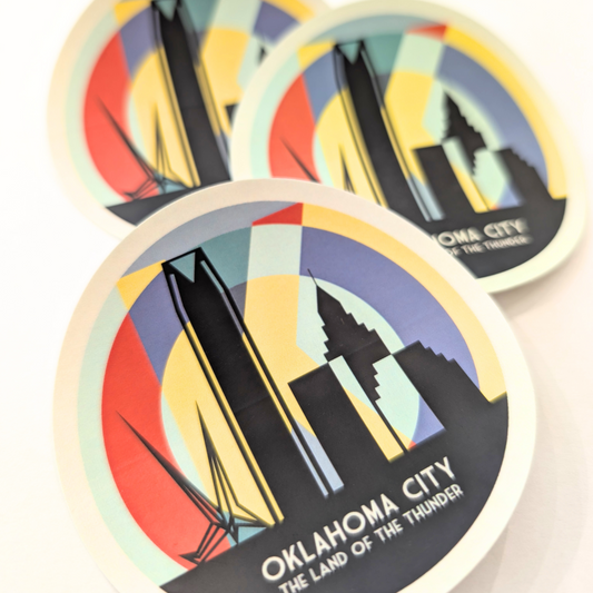 OKC "The Land of the Thunder" Round Sticker