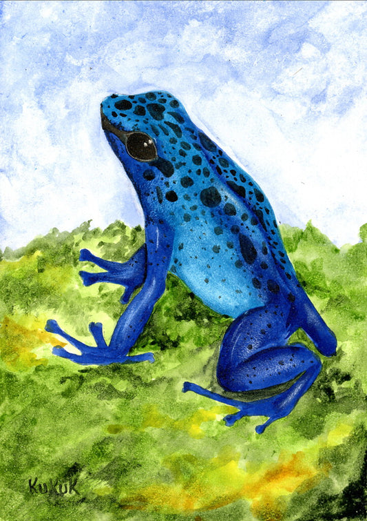 Blue Poison Watercolor on Aquaboard