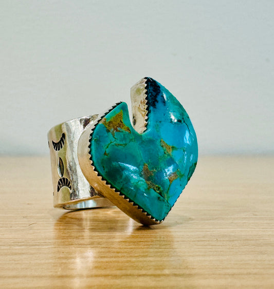 Sterling Silver Ring with Boulder Turquoise Stone