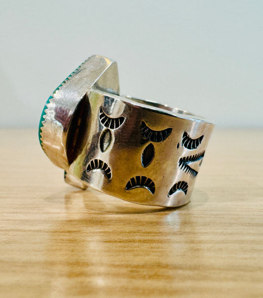 Sterling Silver Ring with Boulder Turquoise Stone