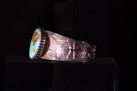 Sterling Silver Anticlastic Cuff with Kingman Turquoise