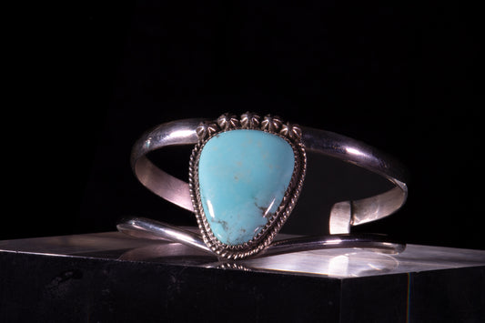 Sterling Silver and Natural Campitos Turquoise Sweater Bracelet and Pendant Set