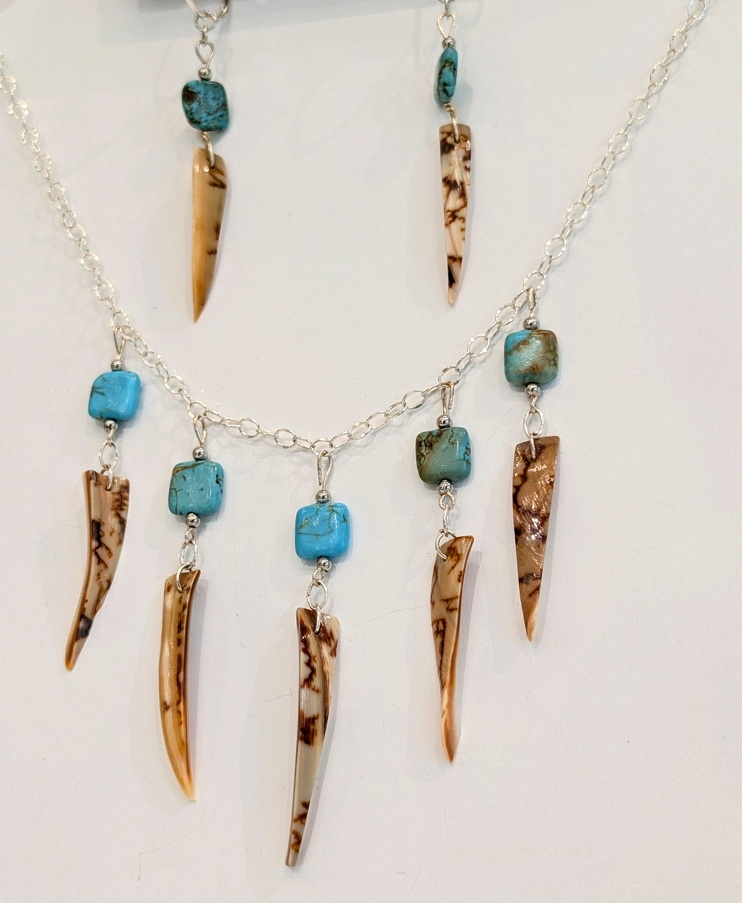 Turquoise & Shell Necklace/Earrings Set