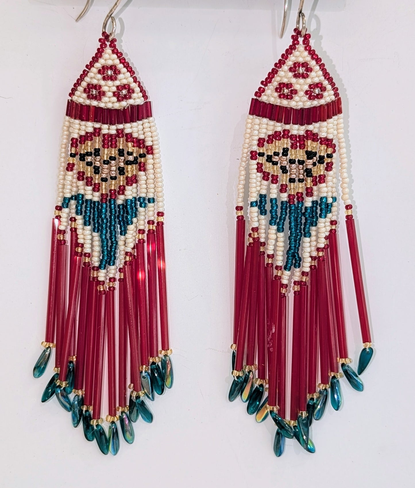 Rose Pattern Brick Stitch Earrings