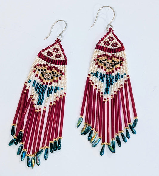 Rose Pattern Brick Stitch Earrings