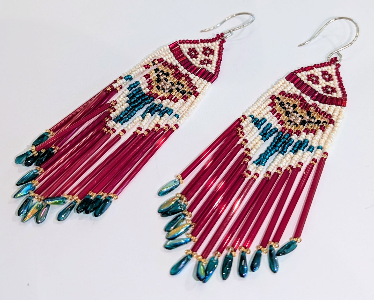 Rose Pattern Brick Stitch Earrings