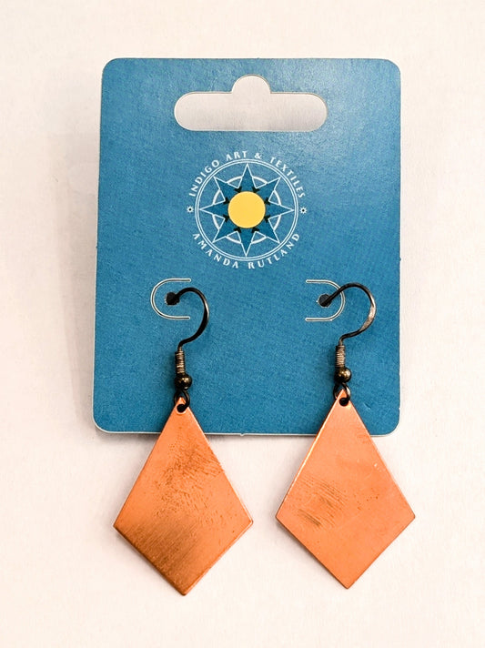 Copper Diamond Drop Earrings