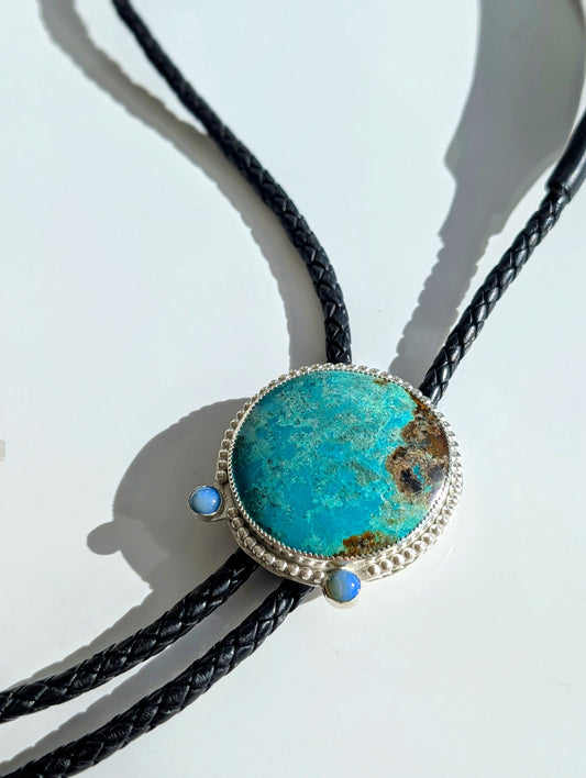 Chrysocolla and Opal Sterling Silver Bolo