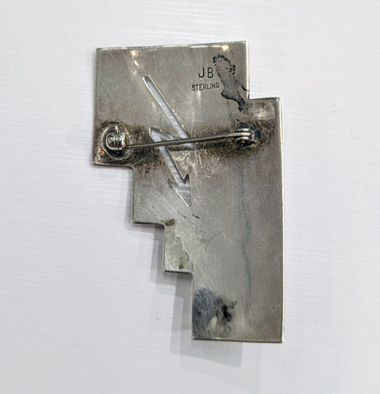 Vintage Sterling Silver Malachite Pin