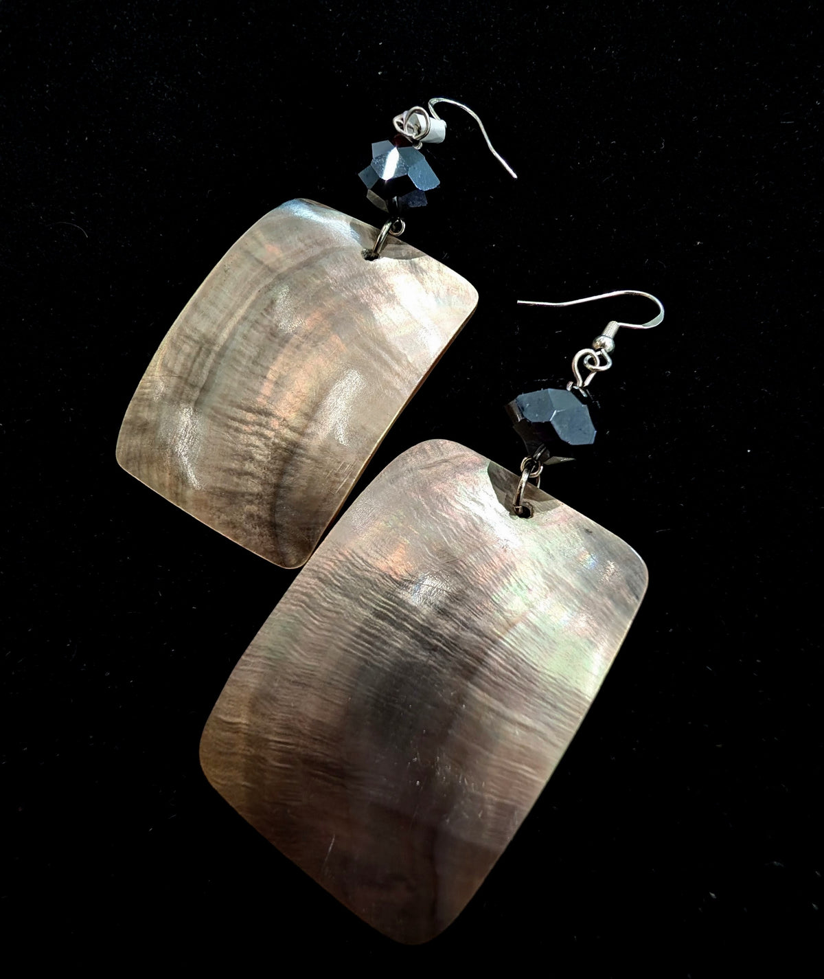 Rectangle Black Lip Shell Earrings