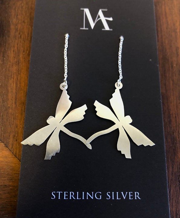 Silver Dragonfly Threader Earrings