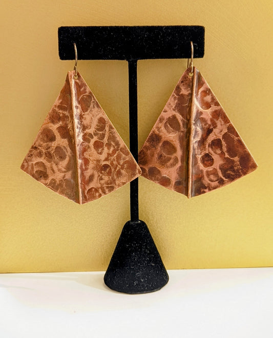 Copper Triangular Earrings