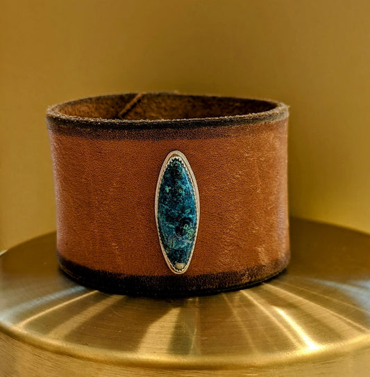 Leather Cuff with Turquoise Stone