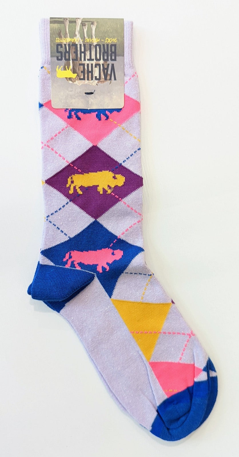 Purple Argyle Bison Socks