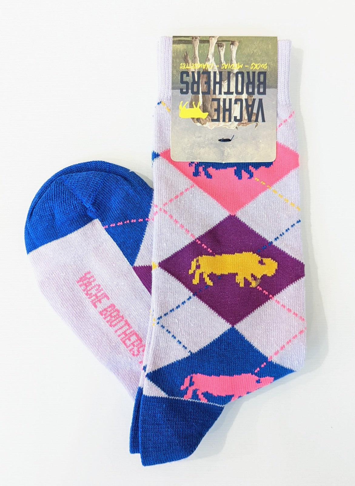 Purple Argyle Bison Socks