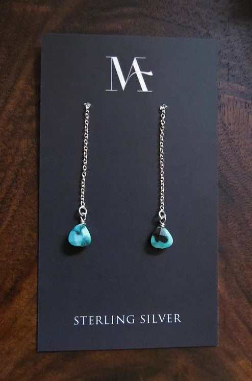 Turquoise Drop Threader Earrings