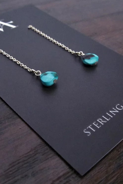 Turquoise Drop Threader Earrings