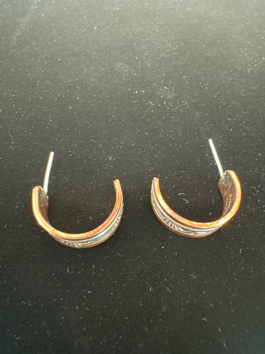 Copper and Silver Hoop Earrings