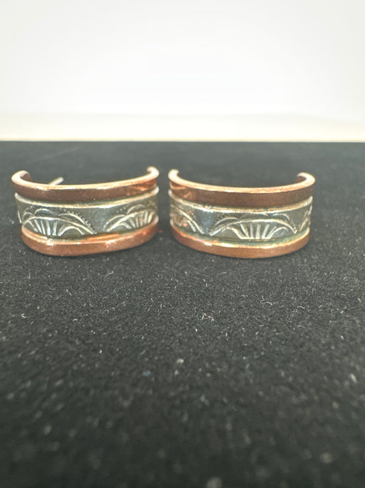 Copper and Silver Hoop Earrings