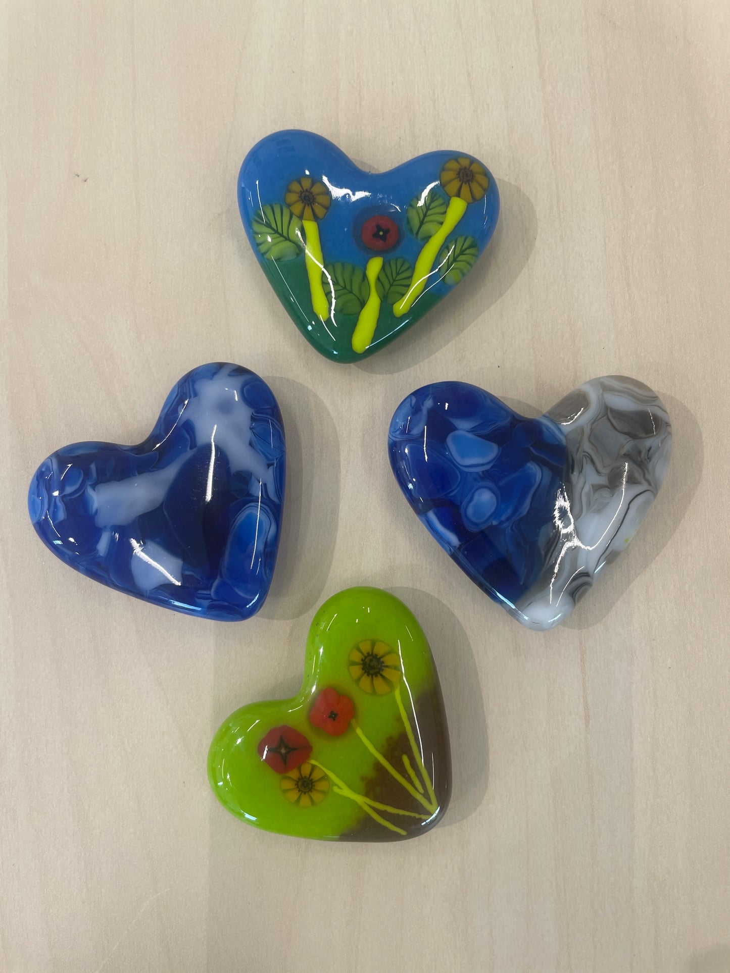 Glass Heart Magnets