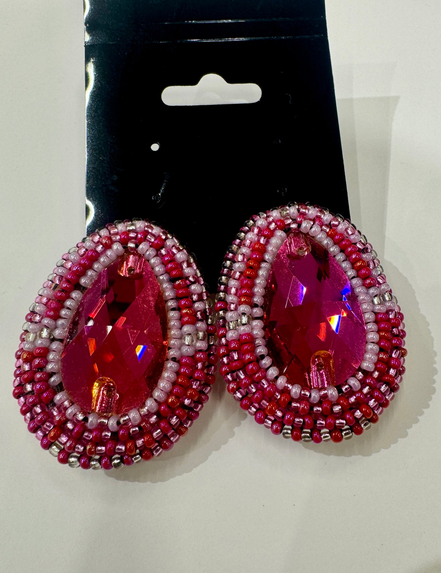 Beaded Crystal Teardrop Earrings