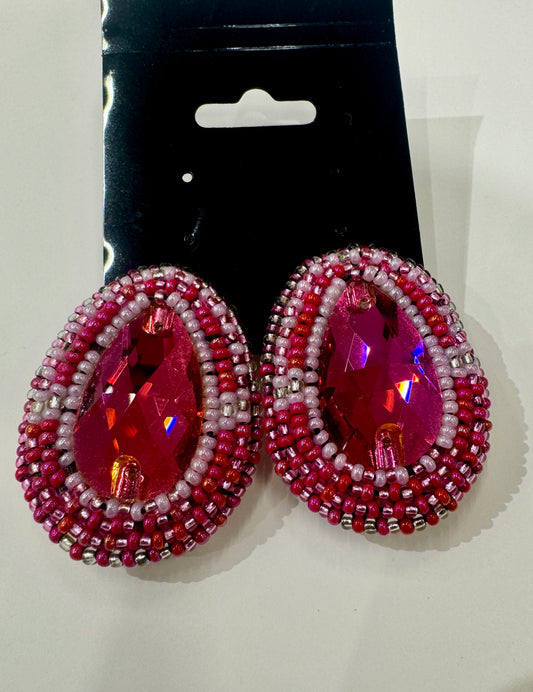 Beaded Crystal Teardrop Earrings