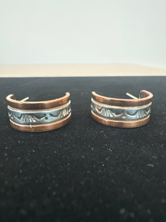 Copper and Silver Hoop Earrings