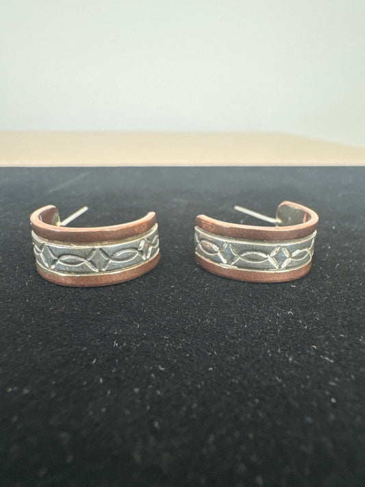 Copper and Silver Hoop Earrings