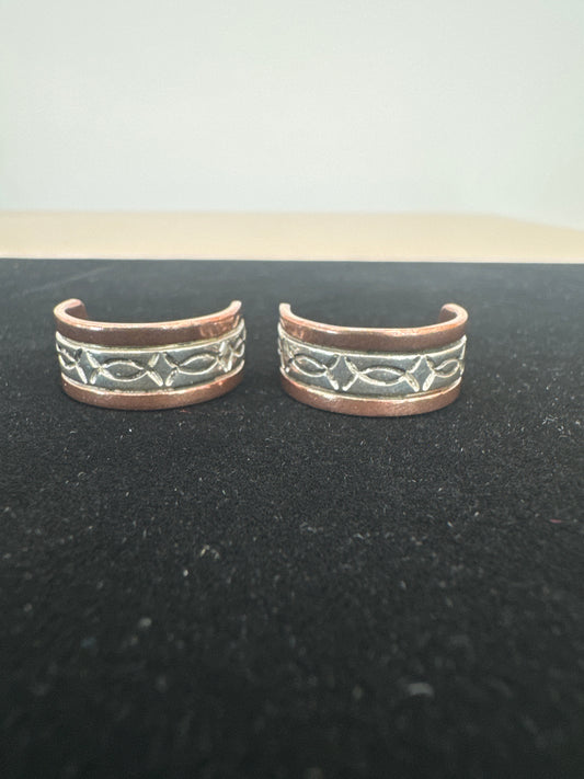 Copper and Silver Hoop Earrings