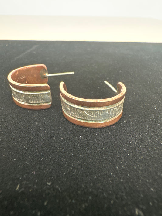 Copper and Silver Hoop Earrings
