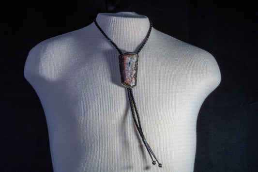 Vintage Banded Agate Bolo Tie