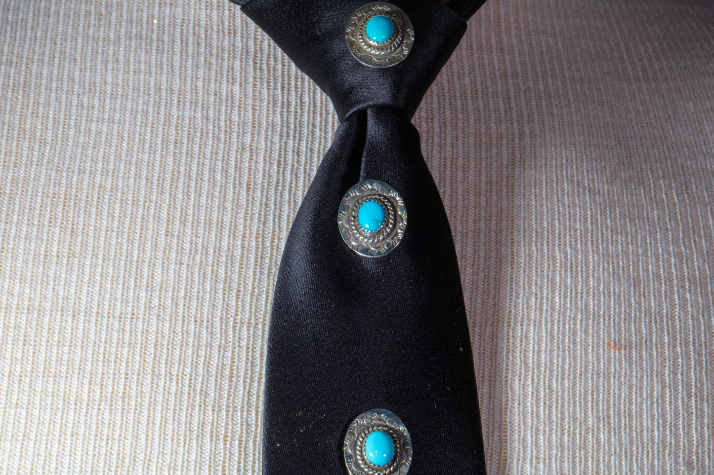 Sterling Silver and Sleeping Beauty Turquoise Concho Tie