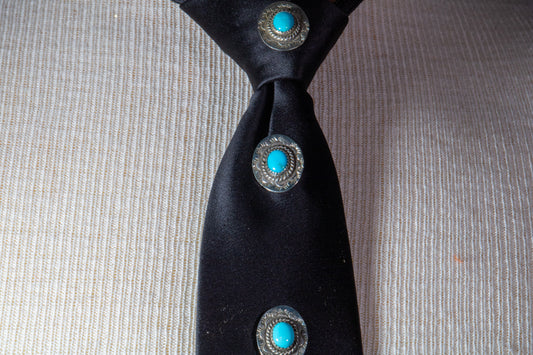 Sterling Silver and Sleeping Beauty Turquoise Concho Tie
