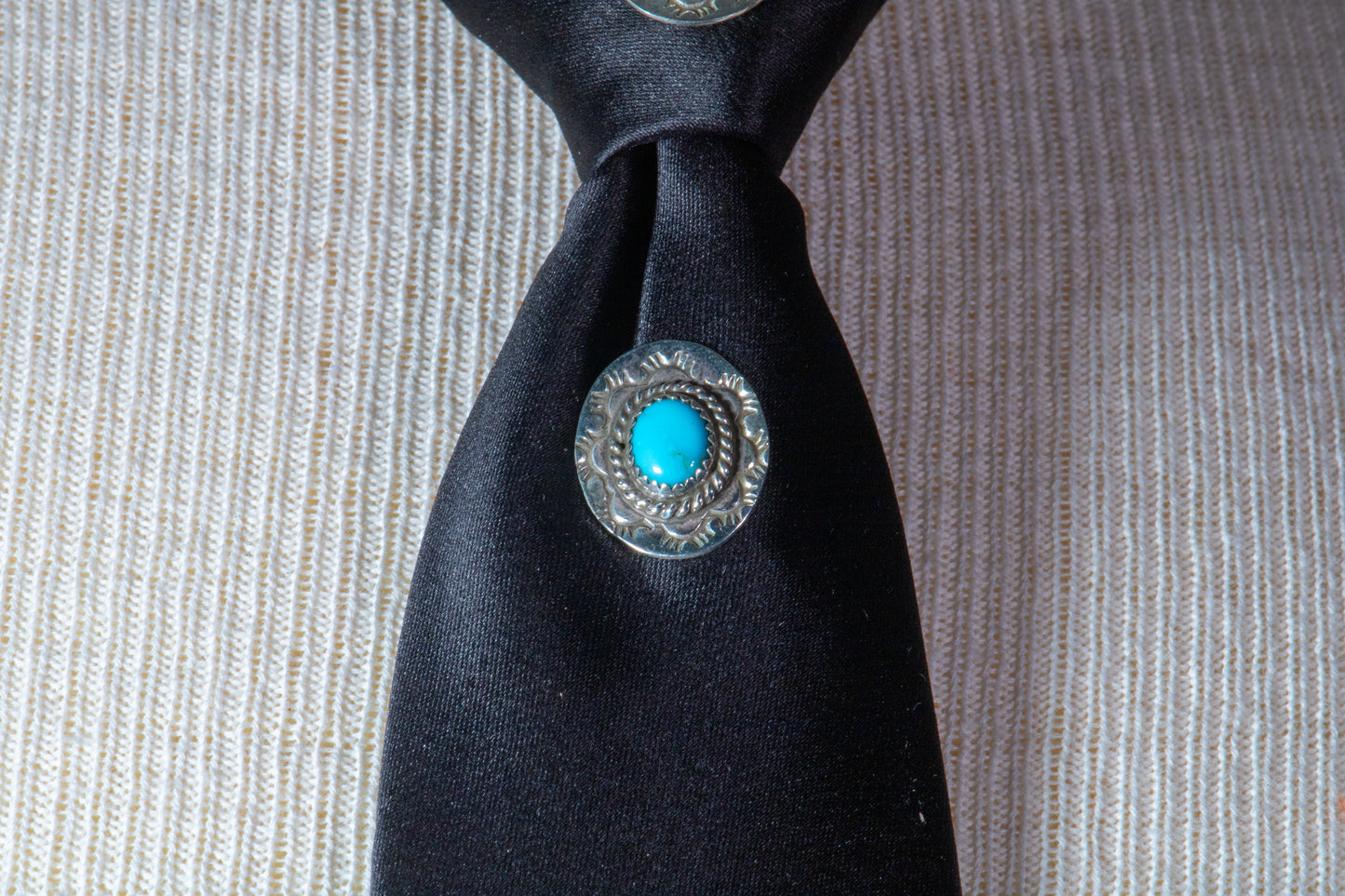 Sterling Silver and Sleeping Beauty Turquoise Concho Tie