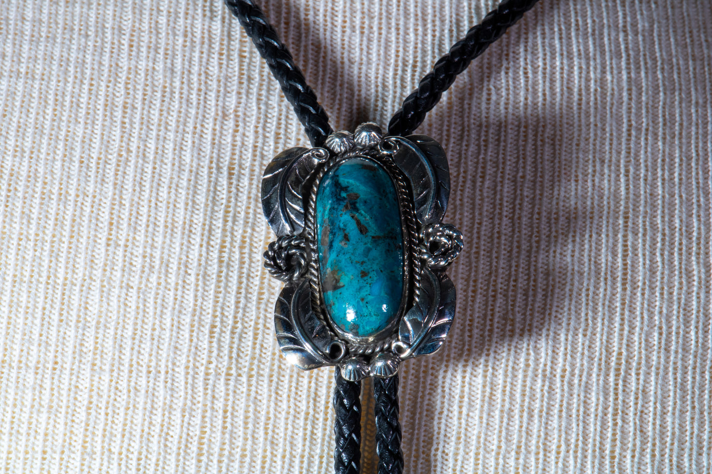 Sterling Silver and Kingman Turquoise Bolo with Handmade Tips