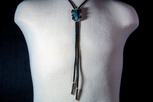 Sterling Silver and Kingman Turquoise Bolo with Handmade Tips