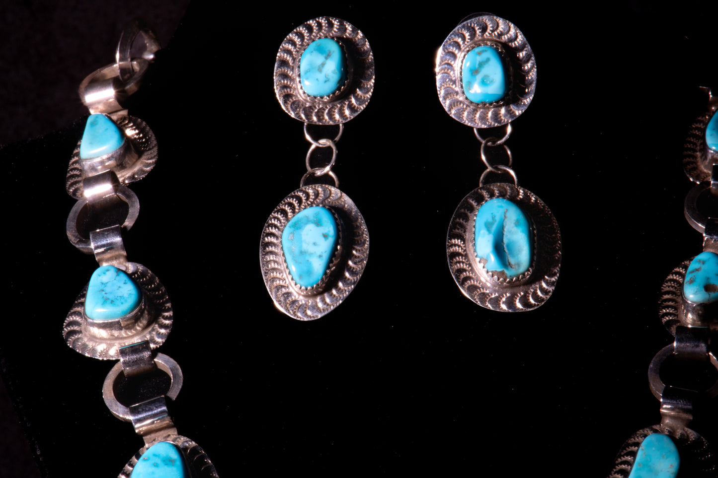 Sterling Silver and Natural Sleeping Beauty Turquoise Necklace and Earring Set