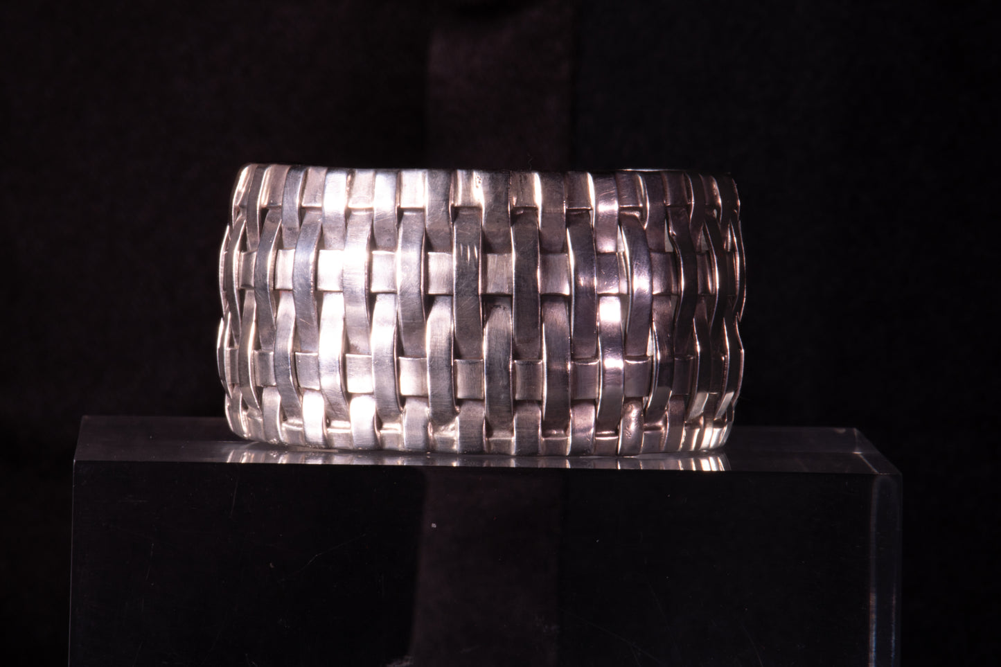 Vintage Navajo Sterling Silver Woven Cuff Bracelet