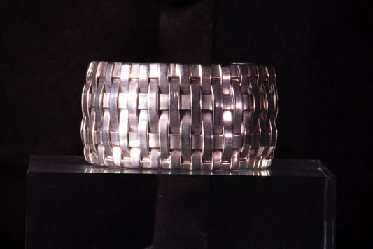 Vintage Navajo Sterling Silver Woven Cuff Bracelet