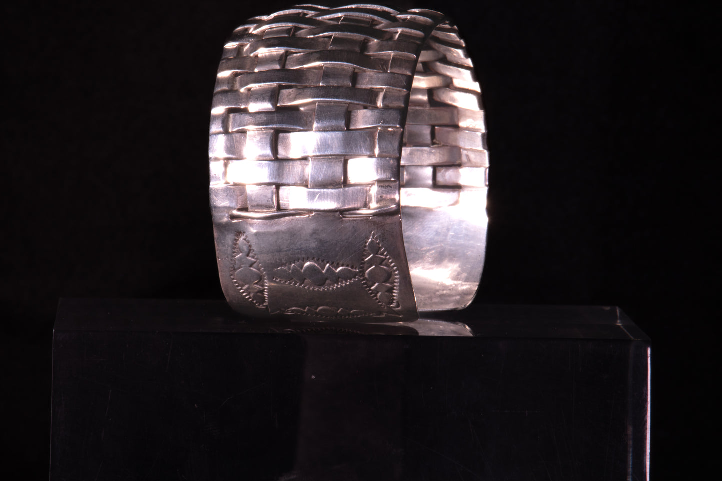 Vintage Navajo Sterling Silver Woven Cuff Bracelet