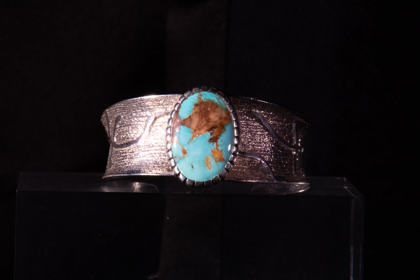 Sterling Silver Anticlastic Cuff with Kingman Turquoise