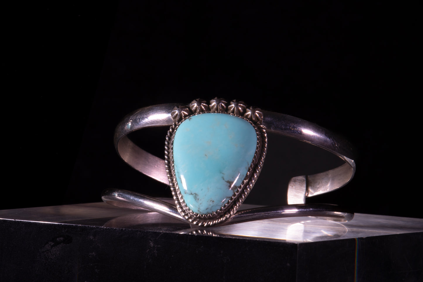 Sterling Silver and Natural Campitos Turquoise Sweater Bracelet and Pendant Set