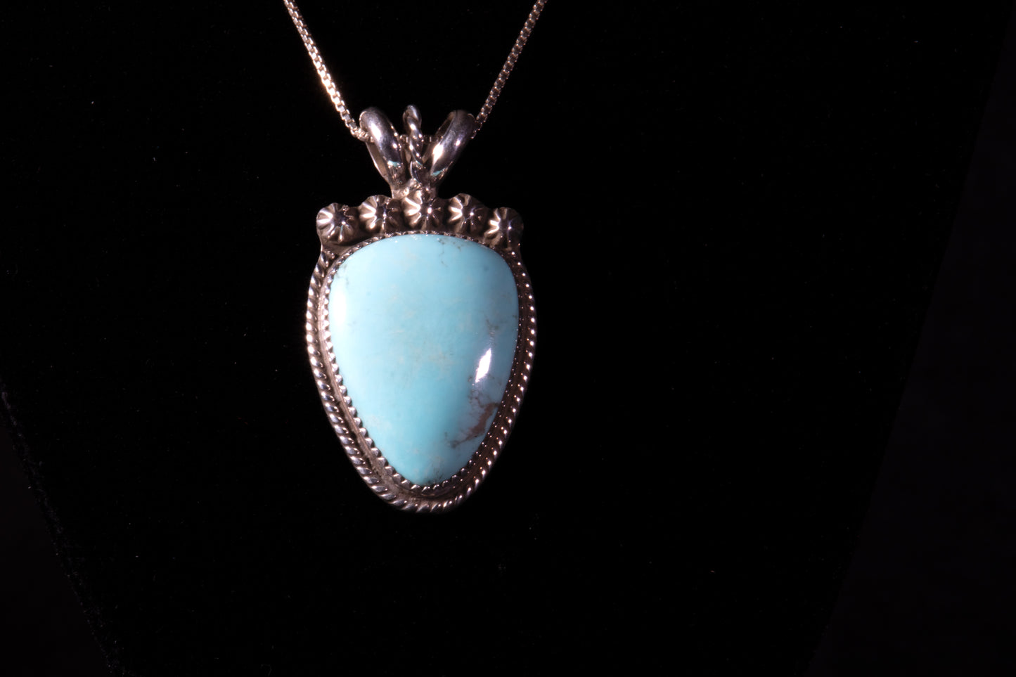 Sterling Silver and Natural Campitos Turquoise Sweater Bracelet and Pendant Set