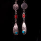 Cuttlefish Casted Sterling Silver with Sleeping Beauty and Mediterranean Coral Earrings & Ring Set