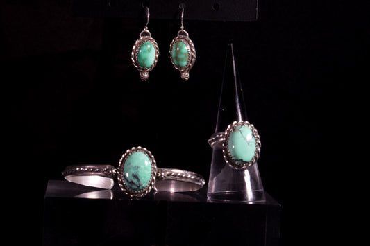 Sterling Silver and Natural New Lander Variscite Three-Piece Set