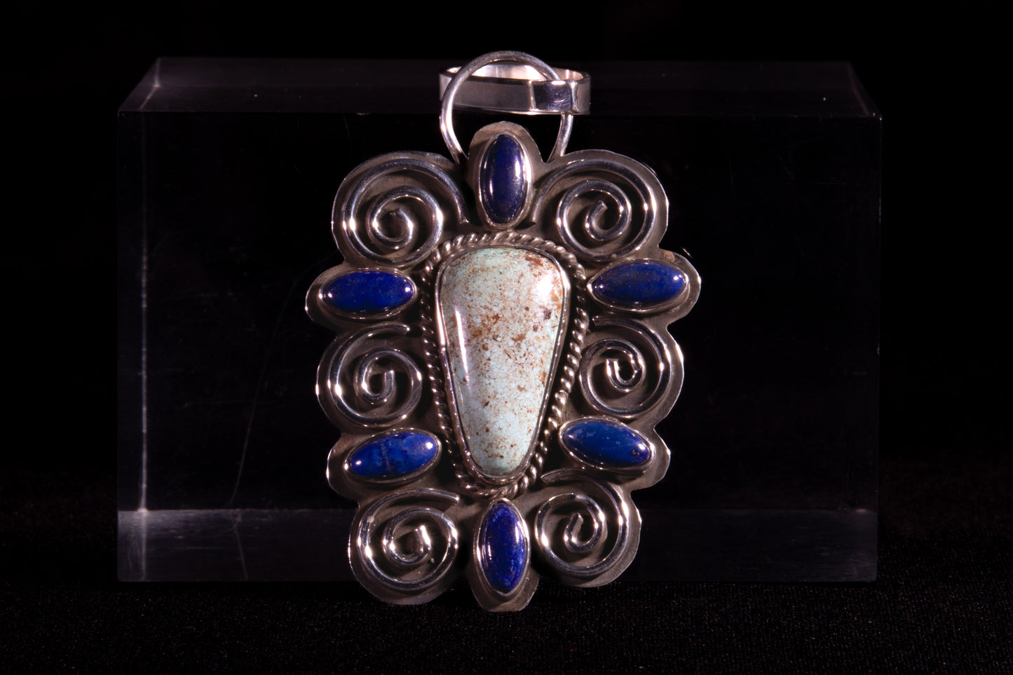 Kingman Turquoise and Lapis Lazuli Pendant & Ring Set