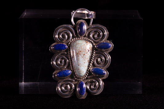 Kingman Turquoise and Lapis Lazuli Pendant & Ring Set