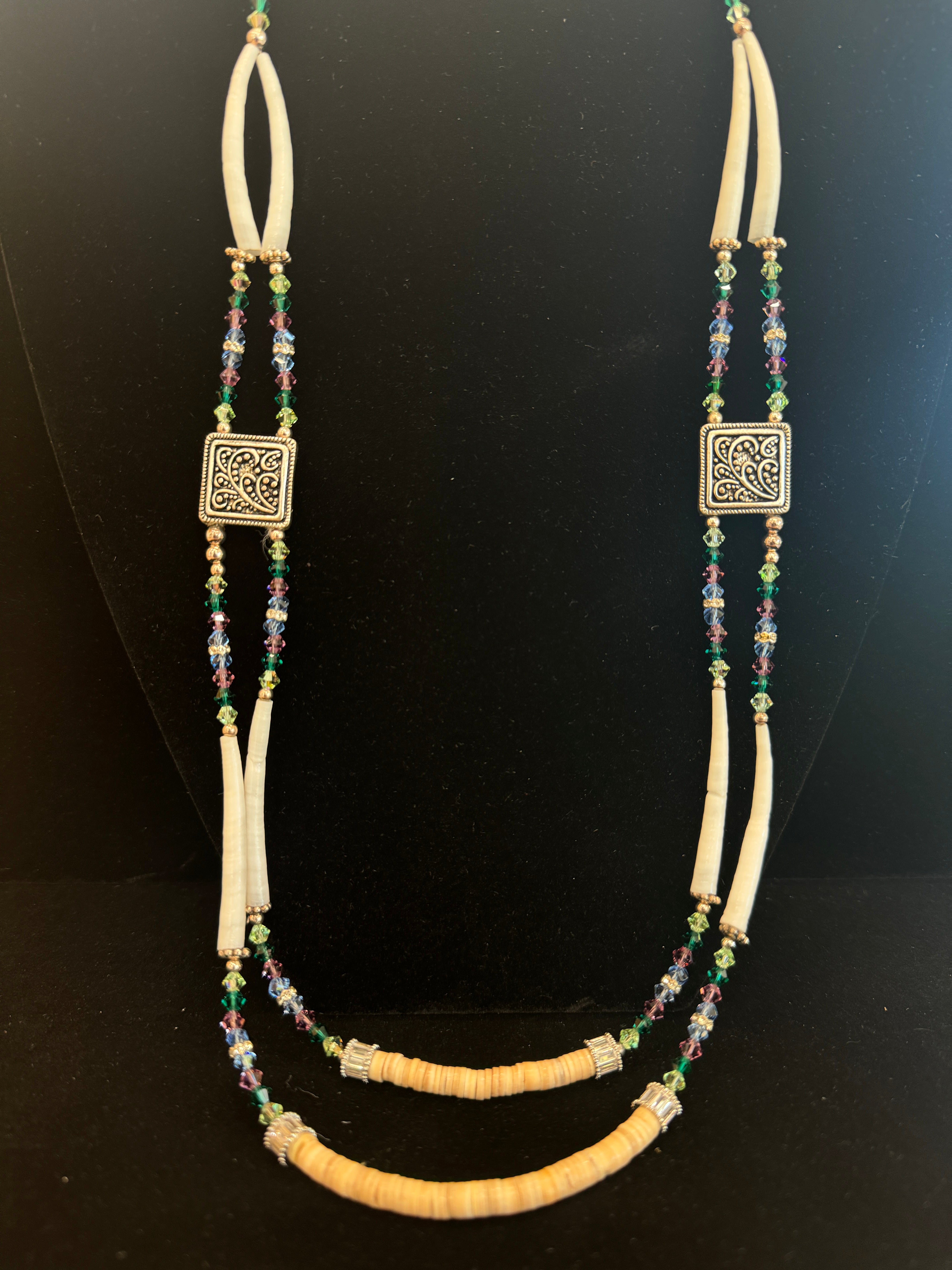 Dentalium Bone 2-Strand Necklace – Red Earth