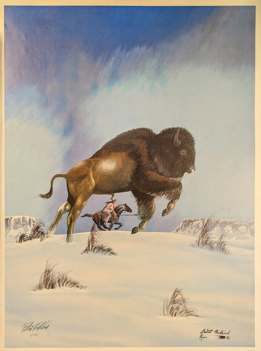 "Buffalo and Hunter" by Robert Redbird (1990)