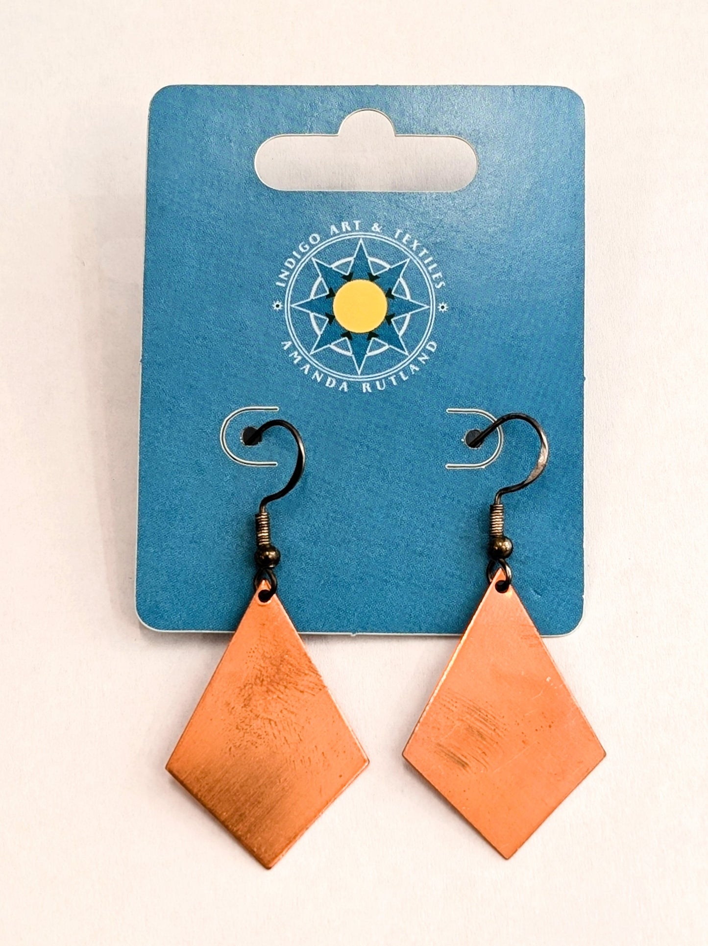 Copper Diamond Drop Earrings